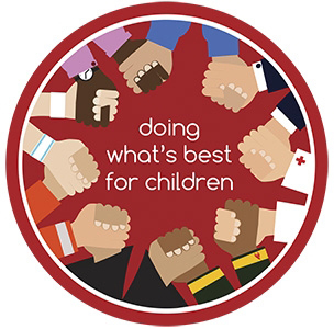 Doing what's best for children illustration with hands joined together forming a circle.
