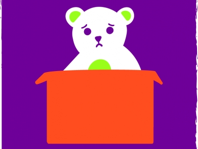 A white bear being neglected in a box