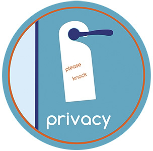 Privacy illustration featuring a door with a please knock sign.