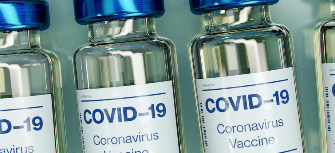 Covid-19 vaccine bottles.